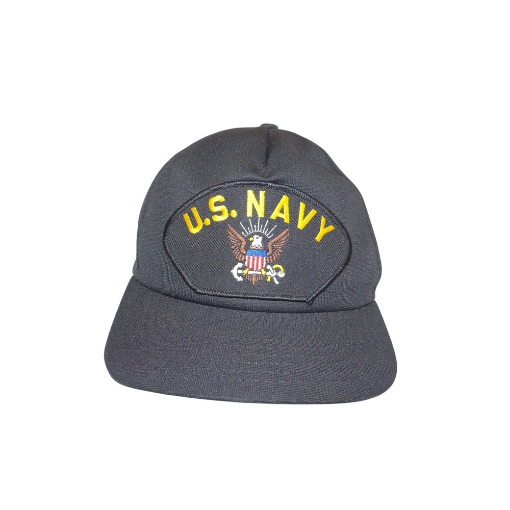 HMC Honors US Navy Patch Hat Black Snapback Made in USA Military Eagle Cap 3160